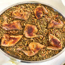 Warak Dawali & Freekeh with Chicken عزيمة ورق وفريكه