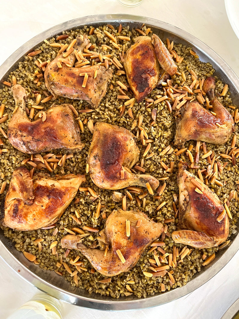 عزيمة ورق وفريكه Warak Dawali & Freekeh with Chicken